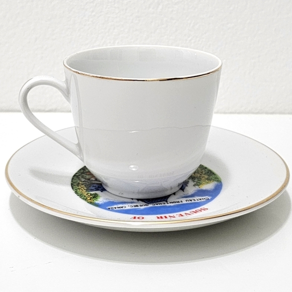 Chateau Frontenac Quebec Souvenir Porcelain Mini Tea Cup & Saucer - Picture 4 of 14